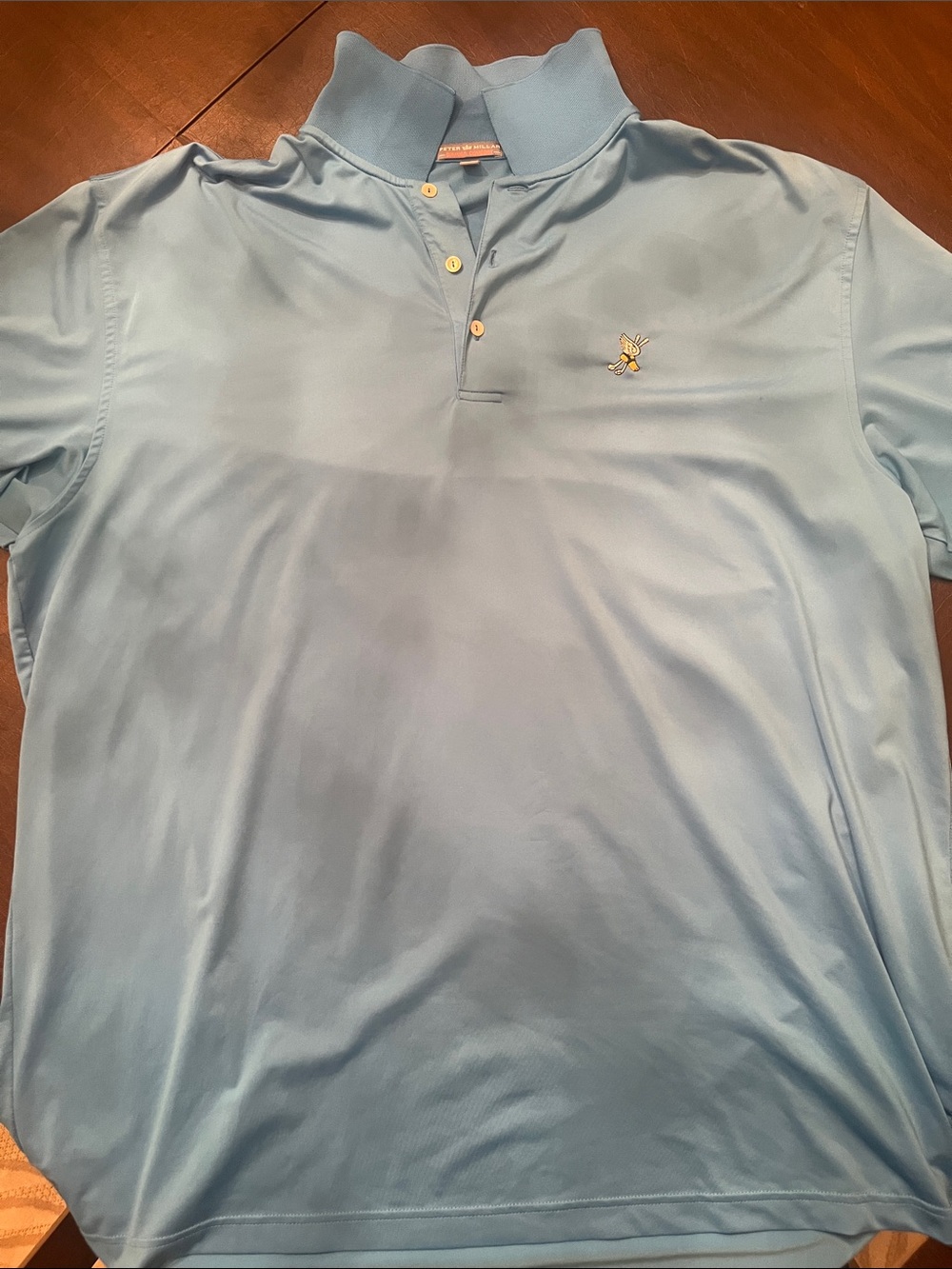 Men's Light Blue Polo Shirt with Embroidered Winged Foot CC logo